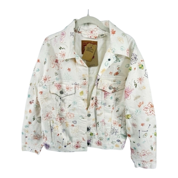 Levis Original Style Trucker AOP All Over Print Floral Denim Jean Women Large - Picture 3 of 8
